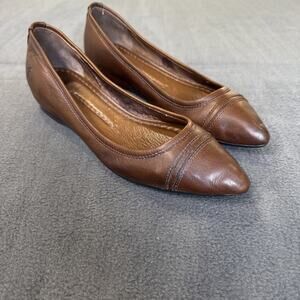 Frye Alicia Brown Leather Pointed Toe Ballet Flats Size 7.5
